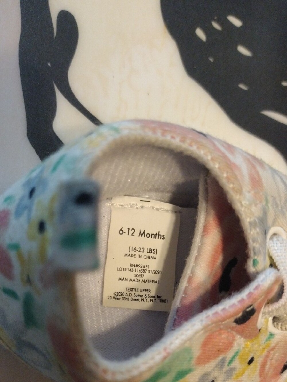 crown & ivy Floral Canvas Baby Shoes in Pink, Yellow & Green - Picture 2 of 7